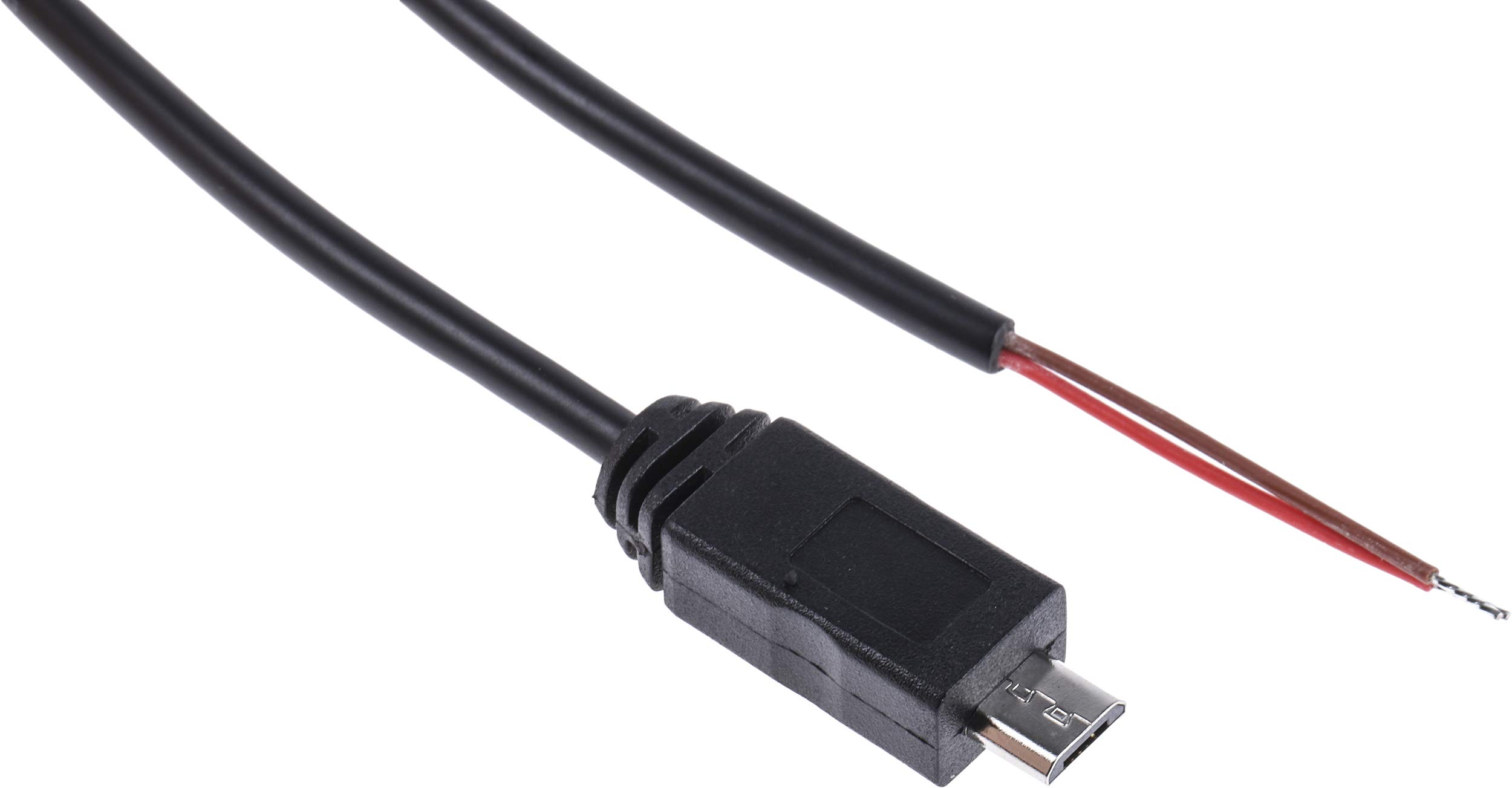 RS PRO USB cable, micro USB B/open end, 1.8 m, black