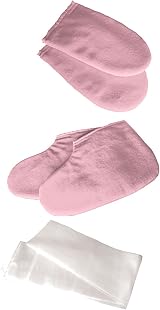 Deo Pink Cotton Manicure Pedicure Mitts Booties Liners for Spa Paraffin view 1