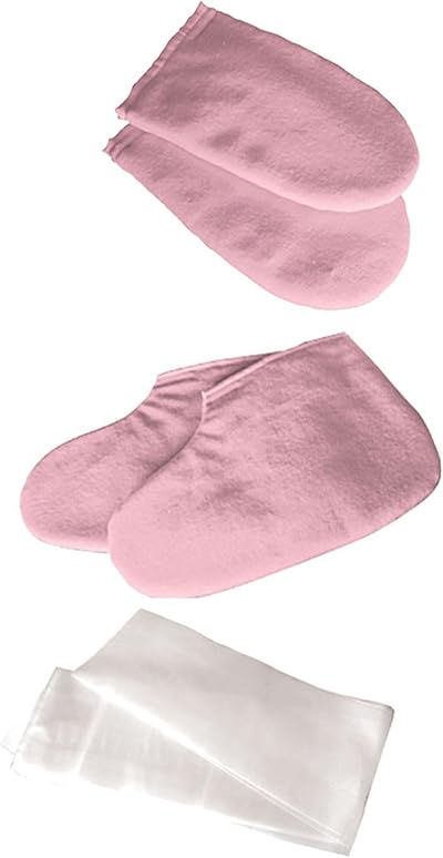 Deo Pink Cotton Manicure Pedicure Mitts Booties Liners for Spa Paraffin