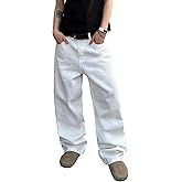 DFGIGT Men's Wide Leg Regual Fit Y2K Jeans Hip Hop Streetwear Denim Pants Casual Skateboard Trousers
