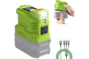URUN 150W Powered Inverter Generator for Ryobi 18V Lithium Battery，ryobi Battery Inverter Power Station with 2-USB&AC 110V-120v，Power Inverter with 200LM LED Light USB Cable