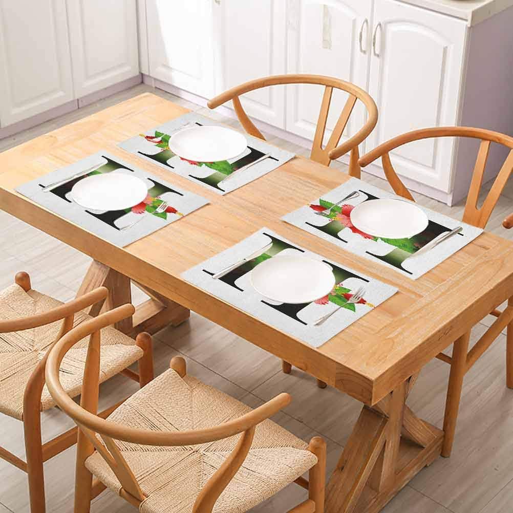 Amazon Com Floragrantnan Environmentally Friendly Table Accessories Letter H Hibiscus Design Green Leaves Vibrant Co For Conference Table Dinging Home Office Decor Set Of 8 Home Kitchen