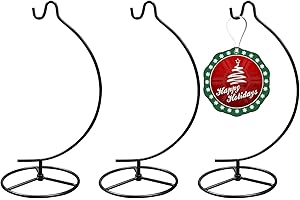 EOWCO 3 Pack 11 Inch Black Ornament Display Stand, Glass Ball Hanger for Hanging Air Plants Terrariums, Witch Ball, Christmas & Wedding Ornaments, Perfect for Home and Office Decor
