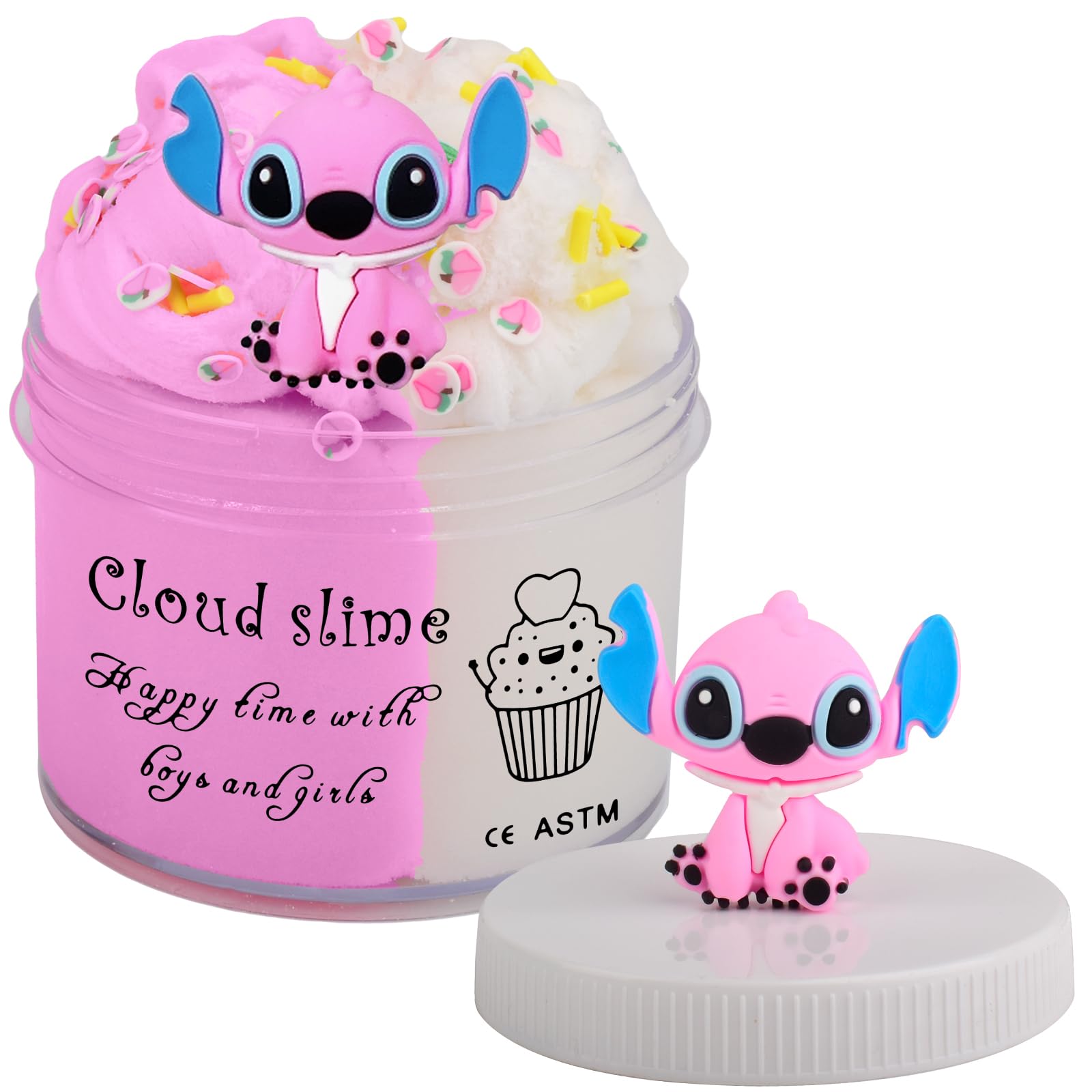 Pink Scented Cloud Slime,Peach Add Ins Charms and Non-Sticky, Stress Relief Scented Slime Toy for Kids Education, Party Favor and Birthday Gifts (7oz 200ML) — image 1