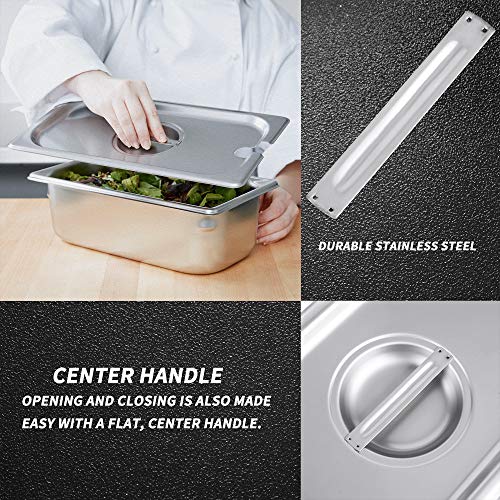 image for 1/3 Size Stainless Steel Slotted Steam Table Pan Cover, Kitma Pan Lids