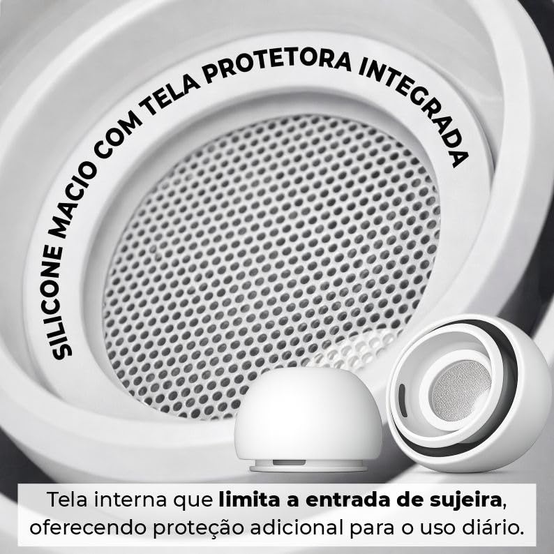3 Pares Iguais Borrachinha Para Airpods Pro Com Tela - Pp Ao G Branco