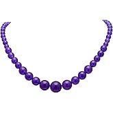 Pearl Miner Purple Agate Beads Graduated Strand Necklace for Women, 18 Inches