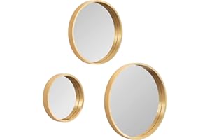Kate and Laurel Travis Modern Round Wall Mirror Set, Set of 3, Varying Sizes, Gold, Decorative Three-Piece Circle Mirror Set for Use as Bathroom Mirror Decor or Gallery Wall Mirrors