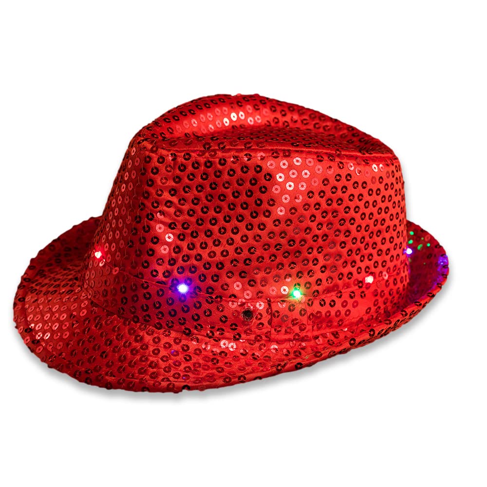 The Glowhouse Flashing LED Fedora Hat (Red)