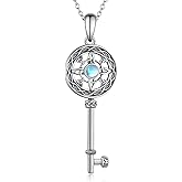 SCZKLAQ Witches Knot Necklace 925 Sterling Silver Moonstone Celtic Triquetra Pendant Good Luck Irish Pagan Wiccan Jewelry for Women