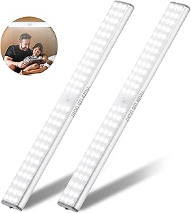 78 LED Closet Lights (2 Pack), Under Cabinet Lighting Battery Operated, Rechargeable LED Night Light, Motion Activated. Ideal for Closet, Cabinet, Kitchen,Wardrobe,Cupboard,Hallway,Pantry,etc