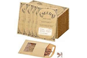 Kraft Seed Envelopes Resealable, Flower Seed Packets with Clear Window Self Adhesive Sealing 3.2" x 4.7", Storage Envelopes f