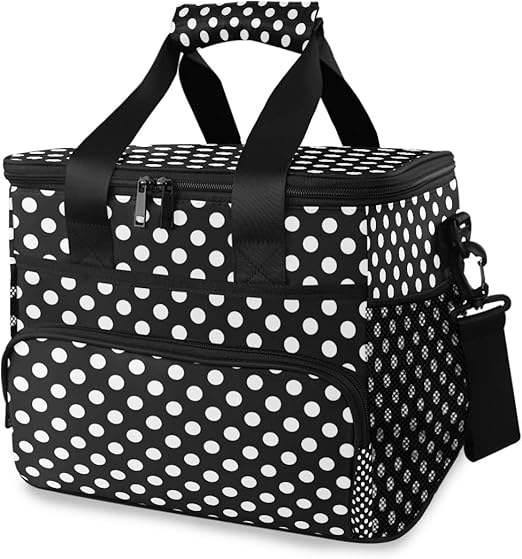 black and white lunch bag
