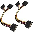 traderplus 2Pcs 15 Pin SATA to Dual SATA Power Y Splitter Cable for Hard Drive HDD SSD 8 Inch