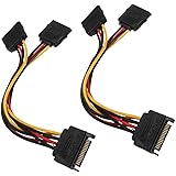 TraderPlus 2Pcs 15 Pin SATA to Dual SATA Power Y Splitter Cable for Hard Drive HDD SSD 8 Inch
