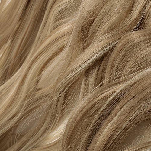 S-noilite Best Synthetic Hair Extensions Curly Full Head Invisible Wire Secret String No Clips in Hair Extensions Secret Fish Line Hairpieces for Women and Girls(20", Sandy Blonde & Bleach Blonde) - Thumbnail 7
