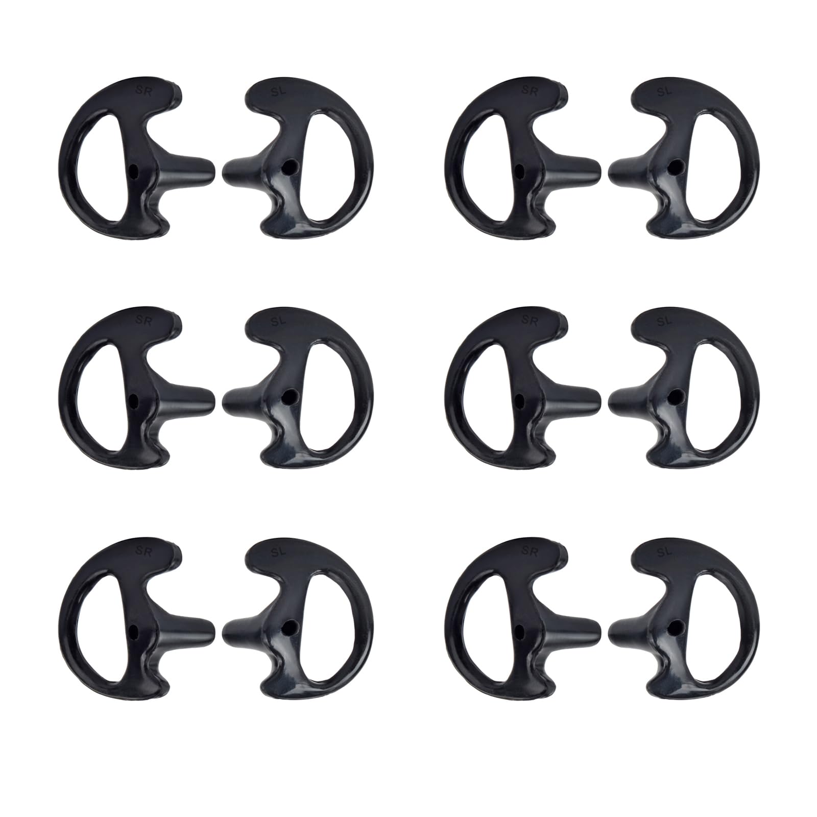 UAYESOK Replacement Earmold Soft Silicone Ear Buds Eartips for Motorola Kenwood Two Way Radio Air Acoustic Coil Tube Walkie Talkie Covert Earpiece Headset (Small*6, Black)