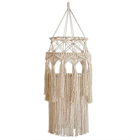 Zslmx Macrame Cylinder Light Lamp Shade Diy Handmade Fringed