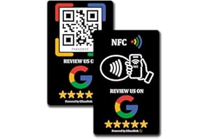 EFFASAFLINK Google Review PVC Card, Google Review Tap Tag, Google Review Sign, Boost Customer Reviews, Tap NFC & Scan QR Code, for iPhone & Android, One-time Purchase for Lifetime Use (Black-1 Card)