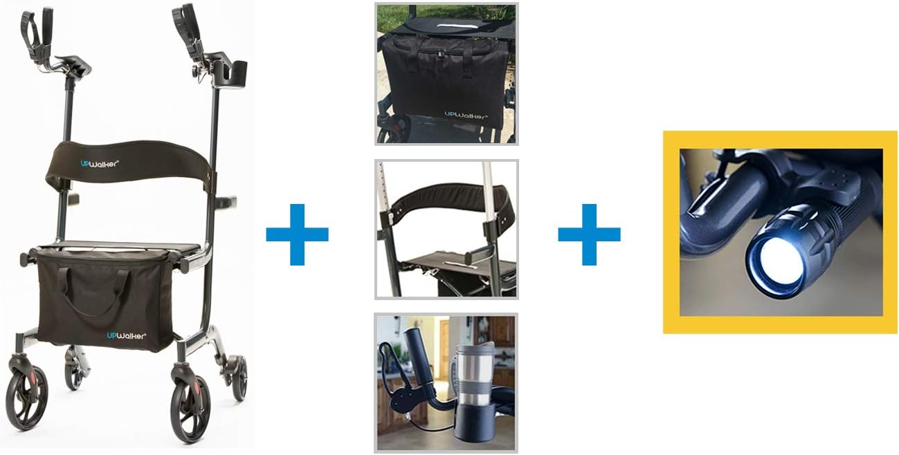 UPWalker Lite Plus - Upright Walker + Bonus Flashlight (Stand Up Rolling Mobility Walking Aid with Seat): Health & Personal Care