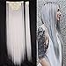 S-noilite 8PCS/SET Full Head Clip in Hair Extensions 140Grams Thick Real Natural Synthetic Hairpiece(26inches-straight, Silver Grey)
