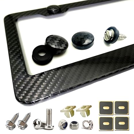 Carbon Fiber License Plate Frame Handcrafted Of 100 Real Carbon Fiber Cloth Wrap Aluminum Frames Stainless Steel License Plate Screws With Cf