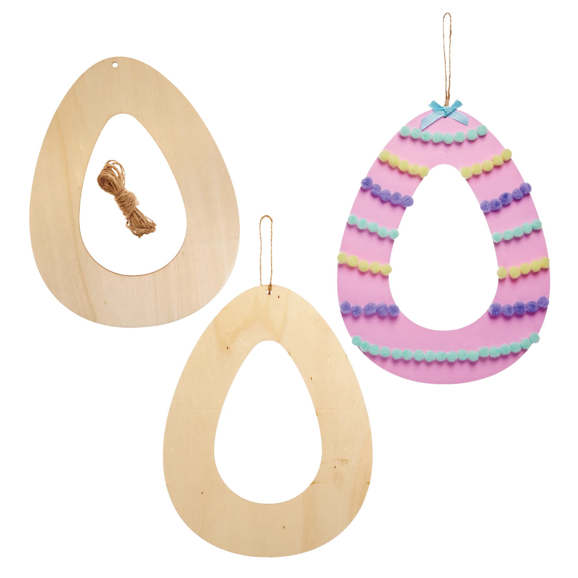 Baker Ross FX494 Easter Egg Wooden Wreaths - Pack of 6, Kids Make Your Own Easter Decorations