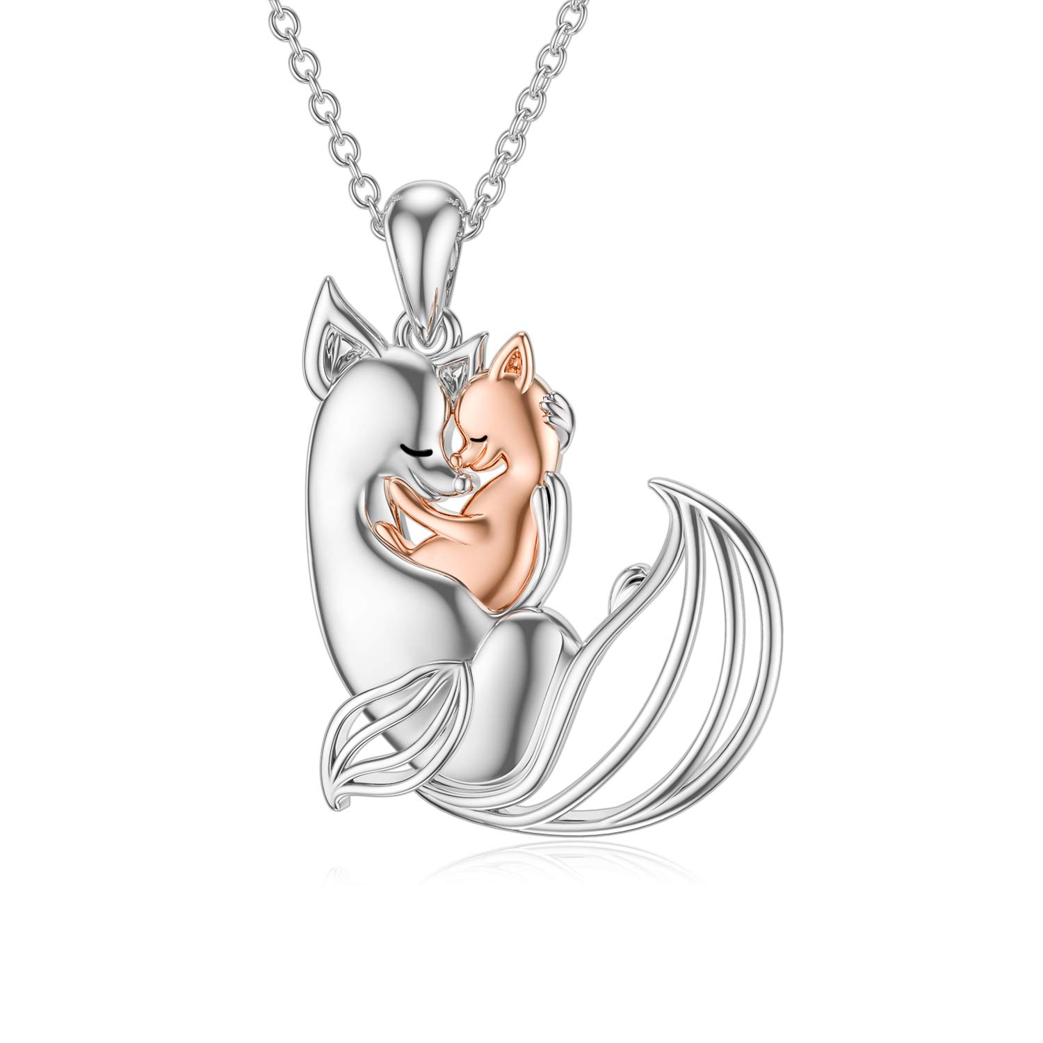 HARMONY BOLA Fox Necklace for Women 925 Sterling Silver Mother Daughter Necklace Cute Fox Necklaces Mom Gifts from Daughter