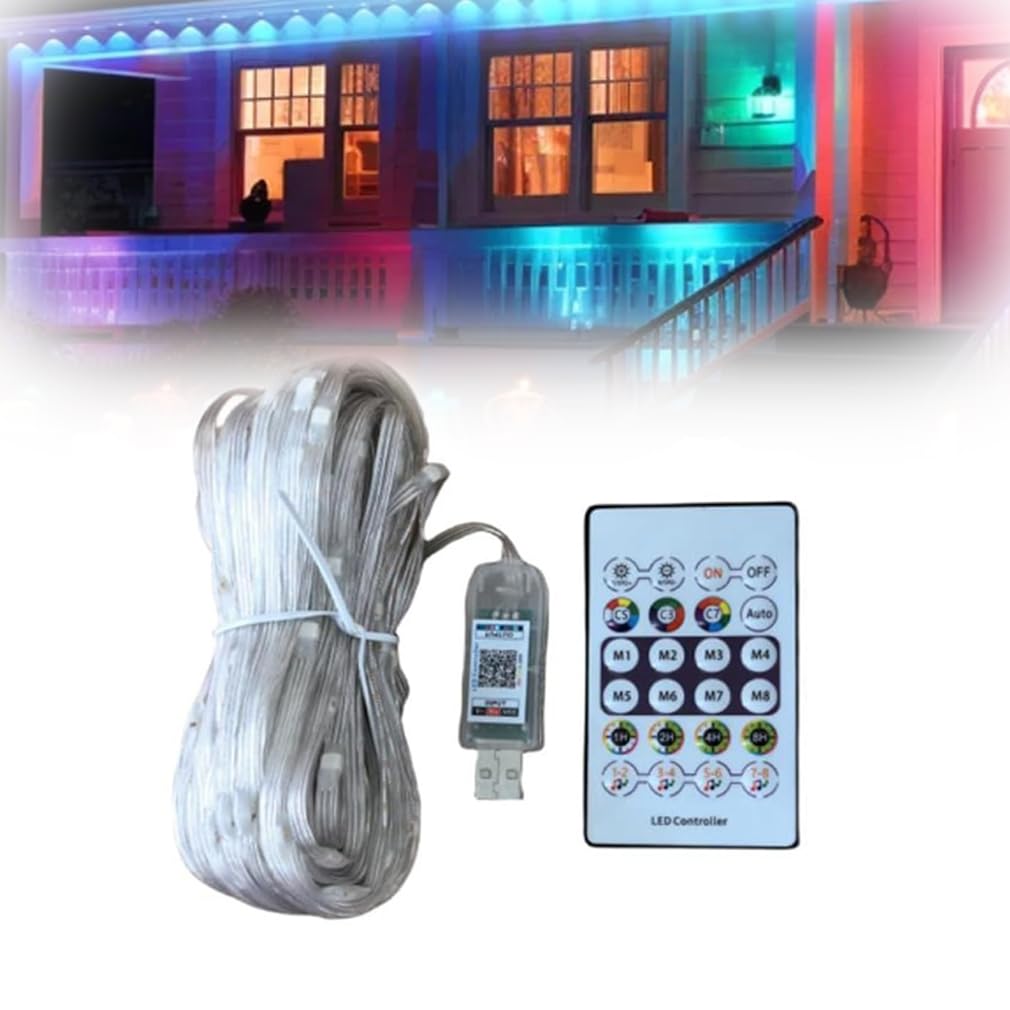 LUCKKY Smart Rainbow LED Permanent Outdoor Light - Smartlight, Smart LED Lights Outdoor Waterproof IP65 with 80 LEDs, Smart App Control Rainbow Color Eaves Lights for Decor (15M)