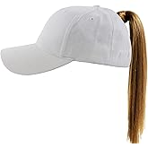 Muryobao Women's Ponytail Baseball Cap Messy High Bun Adjustable Plain Trucker Dad Hat