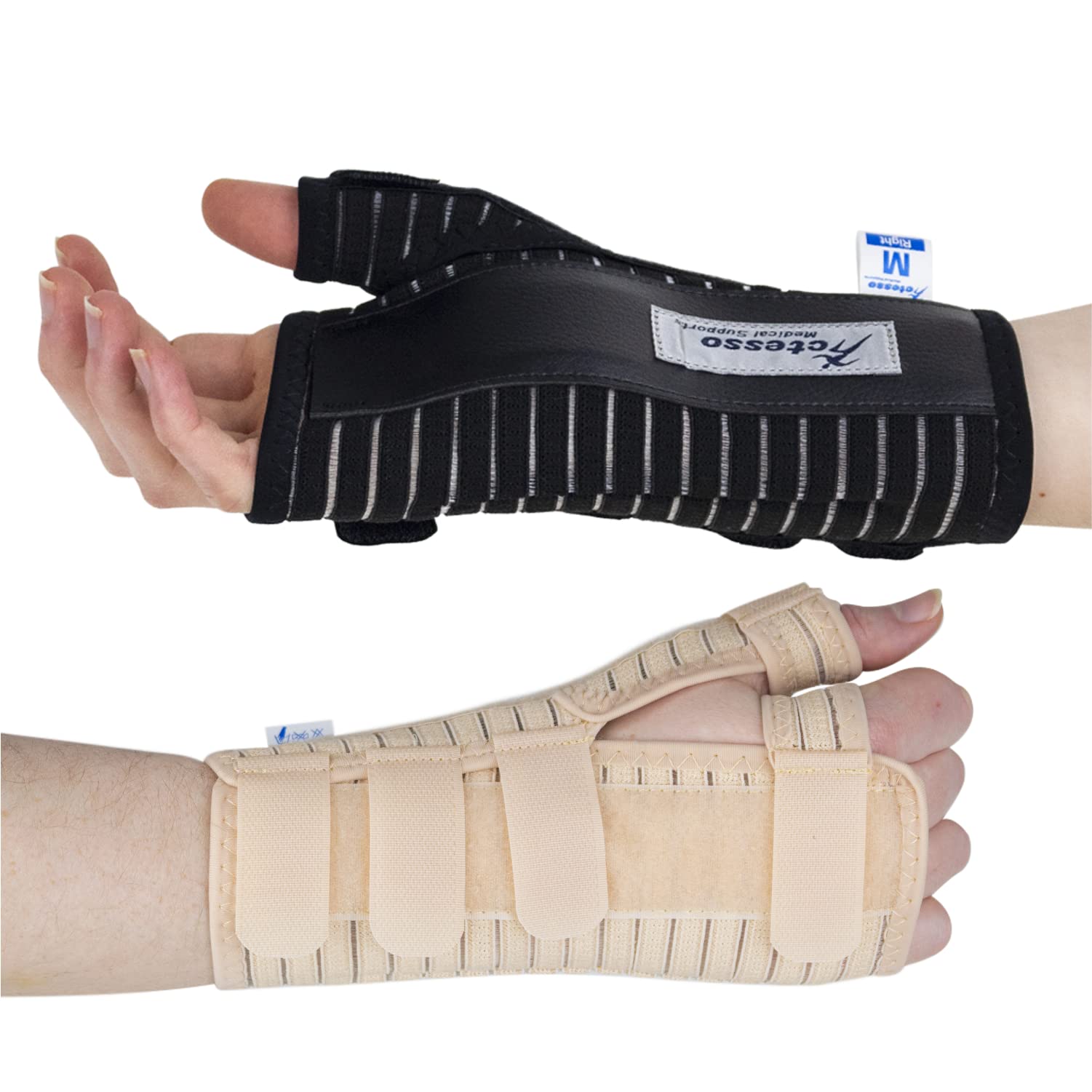 Actesso Breathable Wrist Thumb Support Splint - Relief for Wrist & Thumb Injuries, Scaphoid Fractures and Sprains (S, Right Hand, Beige)