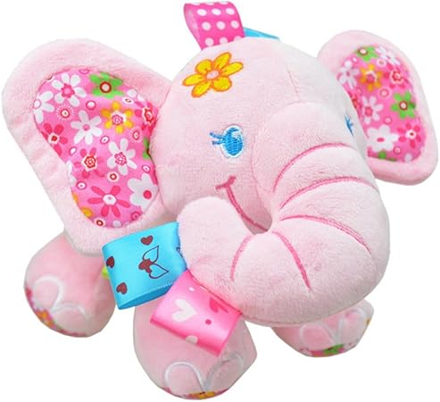 Amazon Happy Cherry 可愛い ふわふわ ベビーカー用おもちゃ 赤ちゃんのおもちゃ 装飾おもちゃ リンリンサル クリスマス ギフト 癒し エレファント人形 ピンク がらがら ラトル おもちゃ
