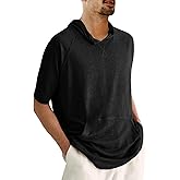 Yasiter Men's Thin Hooded T Shirt Sweatshirts Short Sleeve Cool Solid Color Pullover Hoodies with Kangaroo Pockets
