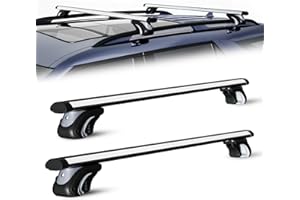 KAIZONPOT 55" Universal Roof Rack Cross Bars Compatible with Raised Side Rail Open Rail, Aluminum Car Rails Crossbars with Locks for Rooftop Luggage Kayak Bike Snowboard Skiboard Canoe Accessories