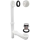 Westbrass Y593244CP White Tubular Tip-Toe Bath Waste and Overflow Assembly, Polished Chrome