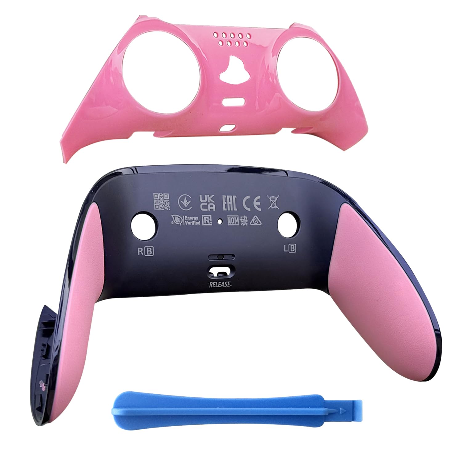 Repair Front & Back Cover for PS5 for DualSense Edge Controller, Replacement Shell with Soft CD Rubber Grip, Snap-On Design to Fix Peeling & Yellowing, Pink 1 PC s Players