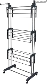 BARGAIN FACTORY 4-Tier Airer Clothes Drying Rack Large Adjustable Grey view 3