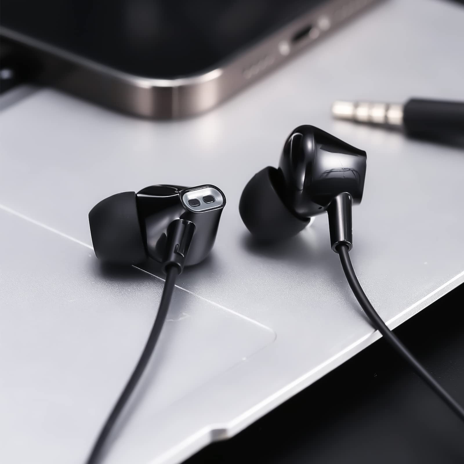 Wired Earbuds Headphones for School with Microphone Noise Isolating Stereo Bass in-Ear Earphones – for Smartphones, Tablets, Schools, Ipads, Multiuse - 3.5mm Plug in Audio Jack - Black