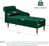 Vesgantti Velvet Chaise Longue Left Armrest Lumbar Pillow Green view 3