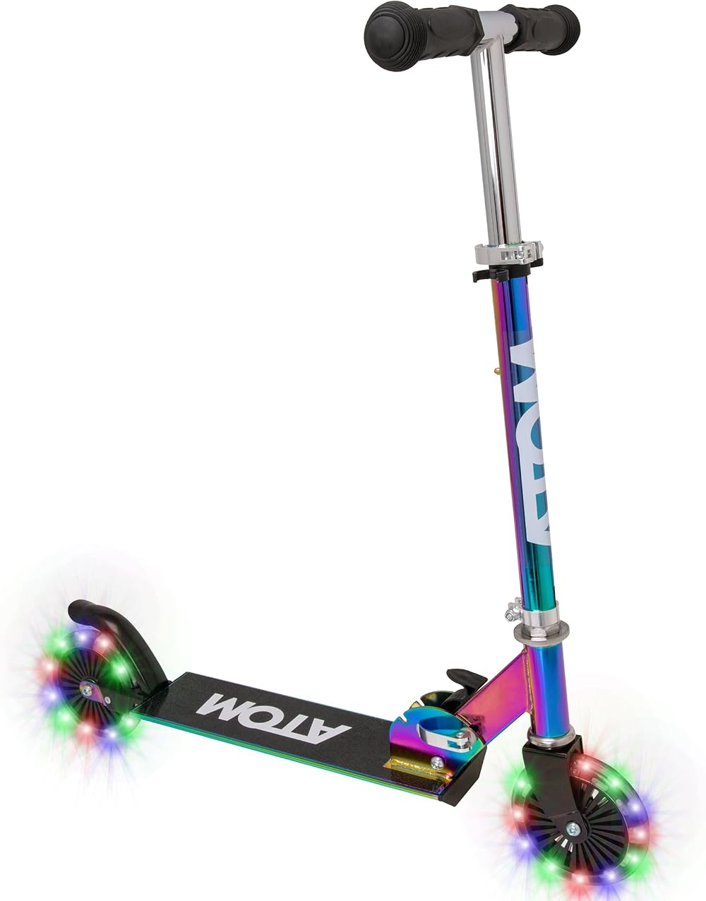 HTI ATOM Neochrome Light-Up Inline Scooter 2-Wheel 67–77cm Handle 50kg