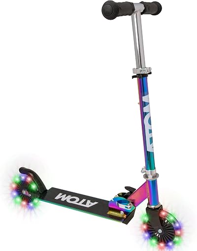 HTI ATOM Neochrome Light-Up Inline Scooter 2-Wheel 67–77cm Handle 50kg