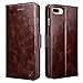 iPhone 8 Plus Case iPhone 7 Plus Leather Case, Icarercase Genuine Leather Detachable 2 in 1 Case, Wallet Folio Flip and Back Cover Design with Magnetic Strap for iPhone 8/7 Plus 5.5 inch (Coffee)