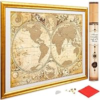 My New Lands Ancient History Gold Scratch Off Map of The World, Size-17x24 Inches, US States Outlined, Original Deluxe Travel Map: Detailed Cartography, Made in Europe