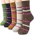 Packs of 5 Crew Socks Women Wool Fuzzy Winter Colored Knit Sox,Mesh