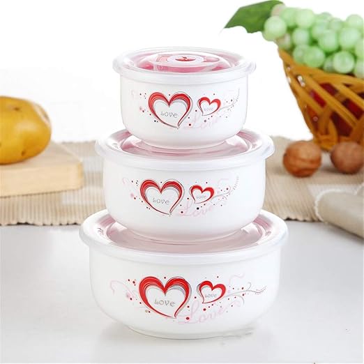 Recipiente de cerš¢mica de tres piezas, fiambrera de microondas ...