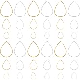 PH PandaHall 300pcs Drop Open Bezels for Resin 3 Sizes Earrings Beading Hoop Linking Rings Teardrop Connectors Charms Links Frames for Clay Earring Necklaces Bracelets Jewelry Making(Gold Silver)