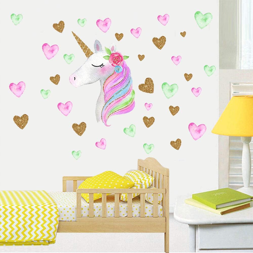 Unicorn Wall Decals 2-Pack | Eco-Friendly PVC Material | Vapker Unicorn Wall Decor Sticker Gifts for Boys Girls Kids Bedroom, Nursery Room, Living Room Home Decor