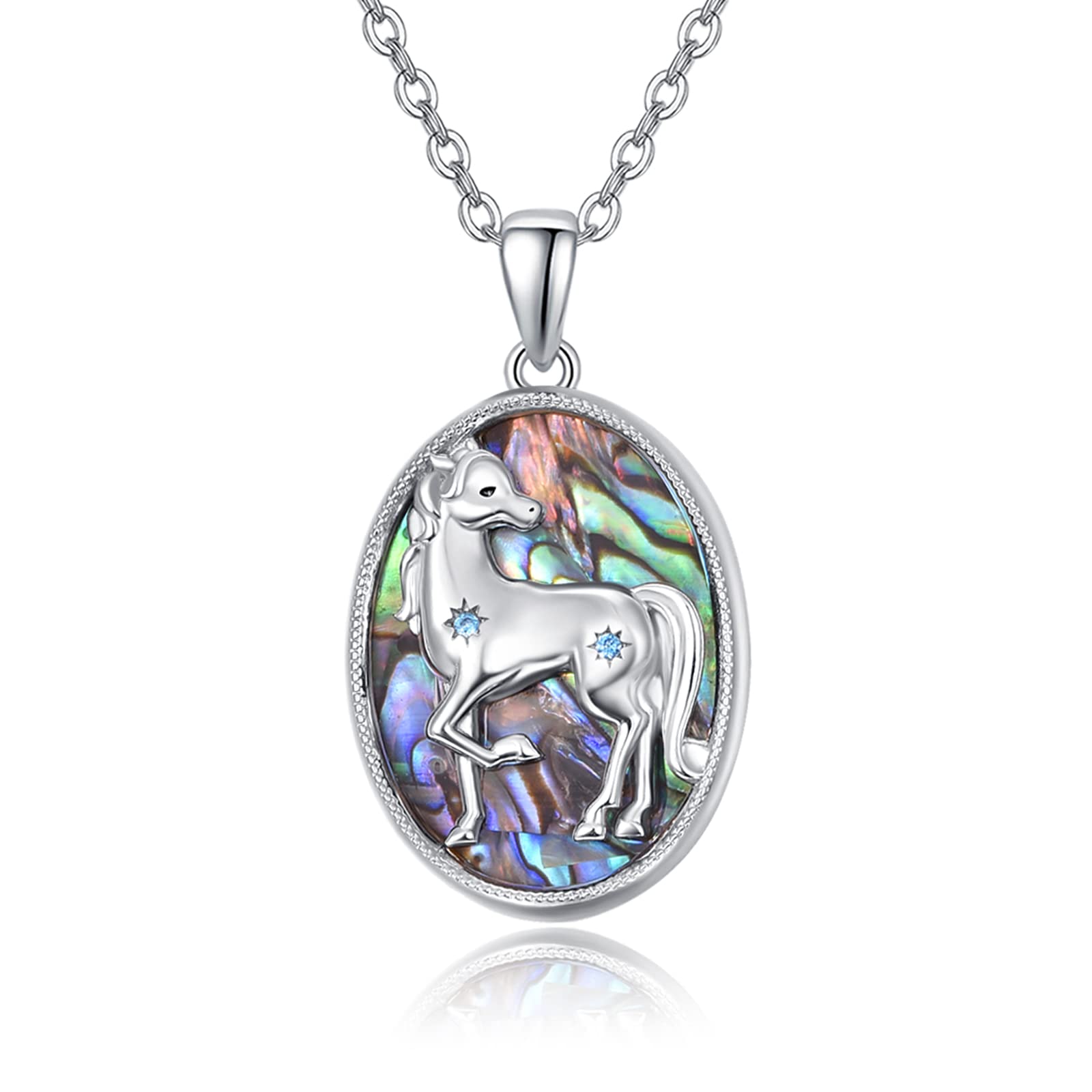 Unicorn Necklace for Girls 925 Sterling Sliver Cute Animal Pendant Rainbow Ablone CZ Stone Unicorn Christmas gifts for Girls Daughter Little Princess