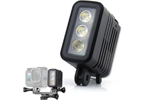 GEPULY Underwater Light Dive Lights - 450LM High Power 3 Dimmable Modes 164FT Waterproof LED Video Fill Night Light for GoPro Hero 13 12 11 10 9 8 7 6 5 4 3+ 3 DJI OSMO Action 3 4 5 Pro 6 AKASO