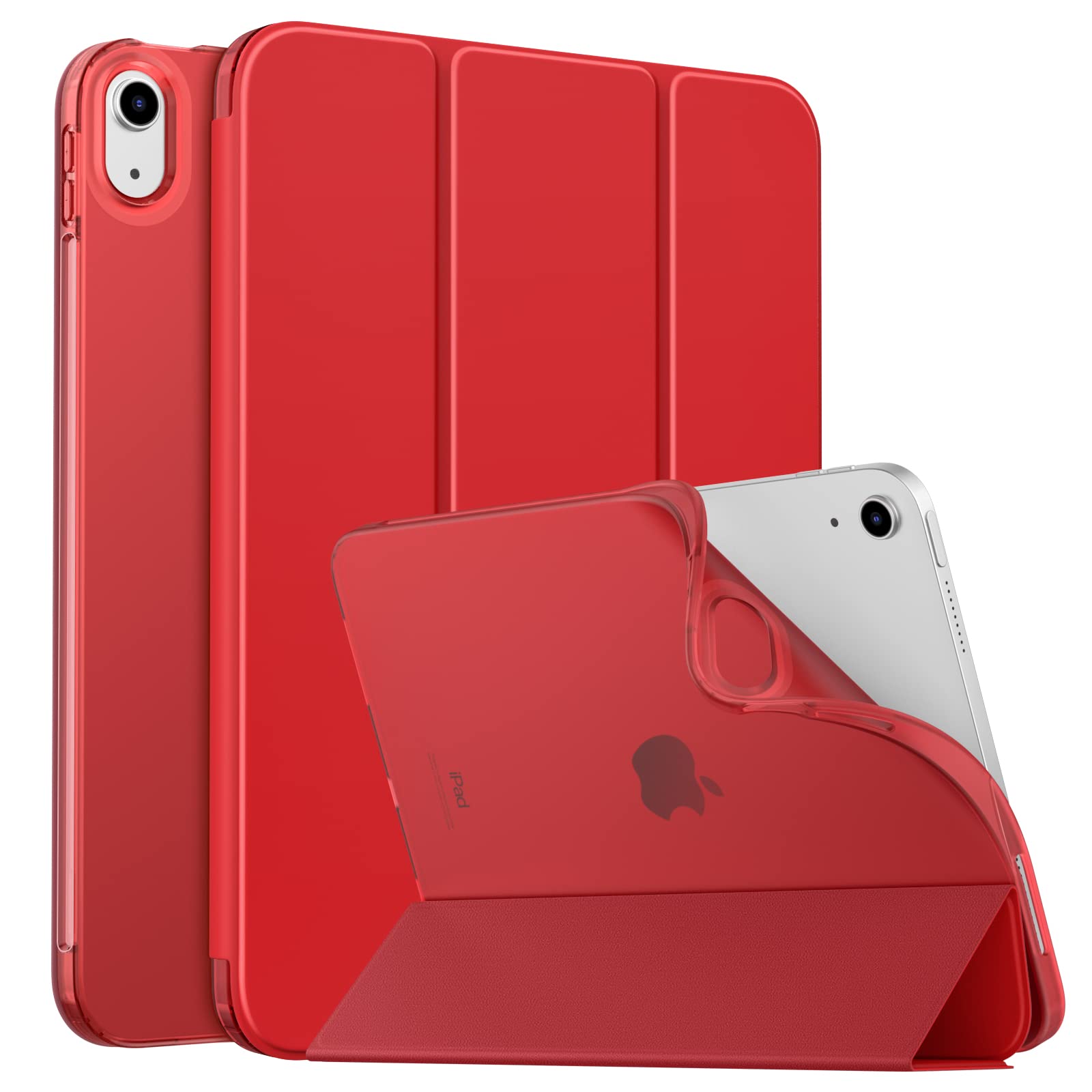 MoKo Case for New iPad (A16) 11th Generation 2025/10th Generation 2022, iPad 11 inch/10.9 inch Case with Soft TPU Translucent Frosted Back Cover,Auto Wake/Sleep,Support Touch ID,Red